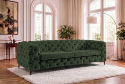Rococo Stílusos 3 személyes kanapé Rococo 235 cm sötétzöld bársony