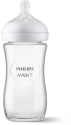 Philips Biberon din sticlă Philips Avent Natural Response SCY933/01, 240 ml, tetina care functioneaza ca sanul mamei, cu debit 3, tetina fara scurgeri, +1 luni, fara BPA, usor de curatat (SCY933/01)