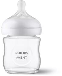 Philips Biberon din sticlă Philips Avent Natural Response SCY930/01, 120 ml, tetina care functioneaza ca sanul mamei, cu debit 2, tetina fara scurgeri, +0 luni, fara BPA, usor de curatat (SCY930/01)