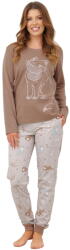 Italian Fashion pijama damă FILOMENA mânecă lungă, pantaloni lungi, cappuccino/imprimeu: S (AAF-KPZ-FILO-DDCD S)