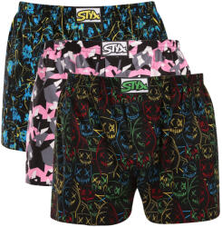 Styx 3PACK férfi bő szárú boxeralsó Styx art klasszikus gumi többszínű (3A19002) L