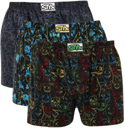 Styx 3PACK férfi bő szárú boxeralsó Styx art klasszikus gumi nagy méret többszínű (3E20012) 4XL