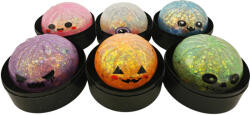  Dumpling squishy, gőzgombóc antistressz játék, normál (8, 5 cm), átlátszó, színes bogyókkal töltve, halloweenes designnal (KPD-DG-NORM-15) - mesescuccok