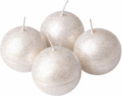 Valex Decor Rusztikus metál gömb adventi gyertya készlet, 5cm - Gyöngyház fehér (RMG-01)