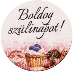 Valex Decor 5db. muffin mintás fa dekor tábla „Boldog szülinapot! felirattal, 5 cm (GV03-204)