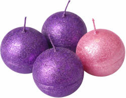 Valex Decor Rusztikus metál gömb adventi gyertya készlet, 5cm - 3 lila, 1 rózsaszín (RMG-30)