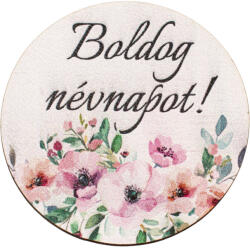 Valex Decor 5db. virág mintás fa dekor tábla „Boldog névnapot! felirattal, 5 cm (GV03-211)