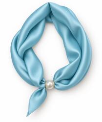 Shopika Esarfa colier satinata cu perla decorativa si inchidere magnetica, albastru aqua