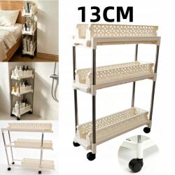 Hooha 13CM Mobil Tárolószekrény Többfunkciós Kocsi 3 Polccal Kerekekkel Fehér (HUKJT456FRF)