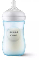 Philips Biberon Philips Avent Natural Response SCY903/21, 260 ml, tetina care functioneaza ca sanul mamei, cu debit 3, tetina fara scurgeri, +1 luni, fara BPA, usor de curatat, bleu (SCY903/21)