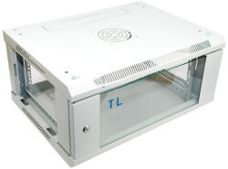  Cabinet Rack 4U Telcoline, 600x600, Gri, 19, Usa Din Sticla, Montaj Pe Perete