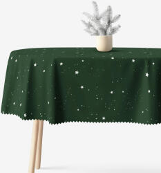 Goldea față de masă de crăciun impermeabilă - steluțe pe verde închis - ovală 140 x 220 cm Fata de masa