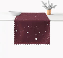 Goldea napron de masă de crăciun impermeabil - steluțe pe vișiniu 35x140 cm Fata de masa