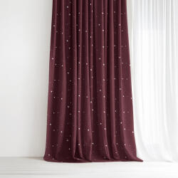 Goldea draperie de crăciun luca - steluțe pe vișiniu 240x150 cm