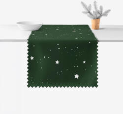 Goldea napron de masă de crăciun impermeabil - steluțe pe verde închis 50x140 cm Fata de masa