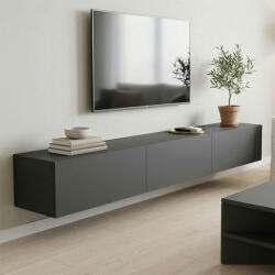 FDY Comoda TV suspendata Rivana cu LED, culoare Gri, 210 x 35 x 30 cm