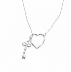 Flippy Colier din Argint 925, Jolie Silver, Model Inimă și Cheie, Design Elegant, Finisaj Lucios, Greutate 2, 2 g, Dimensiuni 2x2 cm, Argintiu (116779)