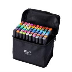 Flippy Set 60 Markere, Flippy, cu Alcool, Touch Room, Geanta Inclusa, 2 Varfuri, Multicolor (129292)