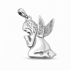 Flippy Pandantiv pentru Lanț din Argint 925, Jolie Silver, Model Înger în Rugăciune, Design Detaliat, Finisaj Oxidat, Argintiu (116723)