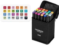 Flippy Set 24 Markere, Flippy, pe Baza de Alcool, Dublu Capat, Subtire 1mm si Gros 6 mm, Geanta Depozitare, 15 cm, Multicolor (161527)