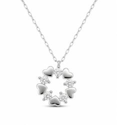 Flippy Colier din Argint 925, Jolie Silver, Model Coroniță din 5 Inimi, cu Zirconii Albe, Design Circular, Finisaj Lucios, Lungime 42cm, Argintiu (124082)