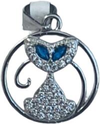 Flippy Pandantiv, Jolie Silver, Argint 925, Model Pisica in cerc cu Ochi Albastri, 15 x 15 mm, 1.9 g (116731)