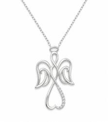 Flippy Colier din Argint 925, Jolie Silver, Model Înger Împletit, cu Zirconii Albe, Design Ajurat, Finisaj Lucios, Lungime42.3cm, Argintiu (124081)