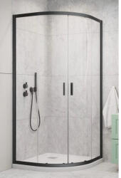 Radaway Cabina dus semirotunda cu usi glisante Radaway Alienta Brushed GunMetal A 80x80 cm, profil antracit periat (10228080-92-01)