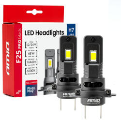AutoHelix MSA Becuri auto LED seria F25 PRO NEGRU FULL CANBUS H7 68W 12V 24V AMIO-04720 (AX_04720)