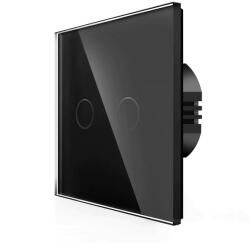 Spring Two Gang, One Way Touch Switch, Glass Black (T-MLX56663)