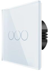 Spring Three Gang, One Way Touch Switch, Glass White (T-MLX56668)
