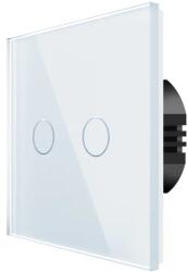 Spring Two Gang, One Way Touch Switch, Glass White (T-MLX56666)