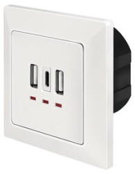 LogiLink PRIZA LOGILINK, de perete, 2 x USB-A 5V/2.4A, 1 x USB-C 5V/3A, ingropata, martori LED, alb, "PA0254" (timbru verde 0.18 lei) (PA0254)