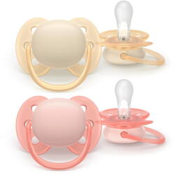 Philips Set 2 suzete Philips Avent Ultra Soft SCF091/38, 0-6 luni, roz/galben (SCF091/38)