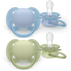 Philips Set 2 suzete Philips Avent Ultra Soft SCF091/37, 0-6 luni, albastru/verde (SCF091/37)