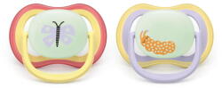 Philips Set 2 suzete Philips Avent Ultra Air SCF376/25, fara BPA, 0-6 luni, fosforescent, violet/galben (SCF376/25)