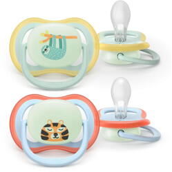 Philips Et 2 suzete Philips Avent Ultra Air SCF376/24, fara BPA, 0-6 luni, buton fosforescent (SCF376/24)
