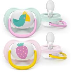 Philips Set 2 suzete Philips Avent Ultra Air SCF080/24 care lasa pielea bebelusului sa respire, ortodontice, fara BPA, 0-6 luni, colorat (SCF080/24) - vexio