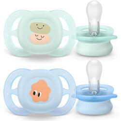 Philips Set 2 suzete Philips Avent Ultra Start SCF075/14, ortodontice, fara BPA, 0-2 luni, verde-albastru cu model (SCF075/14)