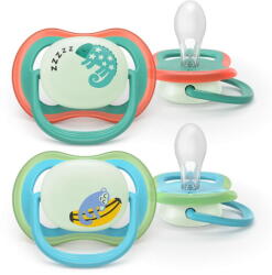 Philips Set 2 suzete Philips Avent Ultra Air SCF376/28 , ortodontice, fara BPA, 6-18 luni, pentru noapte, cu buton fosforescent (SCF376/28)