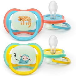Philips Set 2 suzete Philips-Avent SCF376/19, ultra air NightTime 0-6 luni, Ortodontice, fara BPA, Fosforescent, Dreams/Fluturas (SCF376/32)