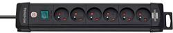 brennenstuhl Prelungitor BRENNERSTUHL Premium, 6 prize cu impamantare, cablu 3 m, intrerupator - negru (B1951164100)