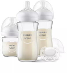 Philips Set 3 biberoane de sticla+ suzeta 0-6 luni, Philips Avent Natural Response SCD878/11 (SCD878/11)