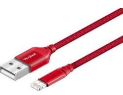 YENKEE YCU 611 RD, USB-A la Lightning, MFi, textil împletit, conectori metalici, 1 m, Roșu (YCU 611 RD)