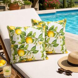 Kotonia Home Pachet 2 perne decor Kotonia Home - 50x50 cm, creton impermeabil 100% bumbac, cu umplutura puf siliconizat, imprimeu flori de lamai (004962)