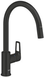GROHE Start Loop QuickFix Álló mosogatócsaptelep kihúzható magas C-alakú kifolyóval, matt fekete 305562430 (305562430)