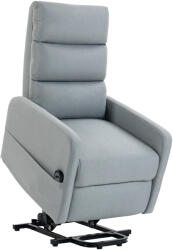 HOMCOM Fotoliu relax electric cu ajutor la ridicare, Telecomandă, Spumă moale, Buzunar lateral, Tapițerie cu aspect de in, Gri | Aosom Romania (713-192V90LG)