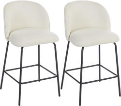 HOMCOM Set de 2 taburete de bar, scaune de bar, suport pentru picioare și spătar, țesătură cu efect in, înălțime șezut 68cm, crem | Aosom Romania (83A-351V00CW)