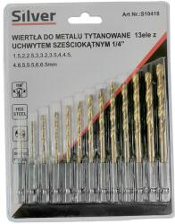 Silver Fémfúrók 1, 5-6, 5mm készlet 13db HEX szárral 67314 (S10418)