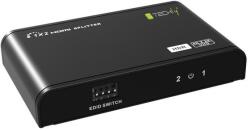 TECHLY Splitter HDMI, 2 porturi, 1 intrare - 2 iesiri, V. 2.0, 4Kx2K@60Hz, alimentator, Techly IDATA HDMI2-4K2HDR, Negru (IDATAHDMI2-4K2HDR)